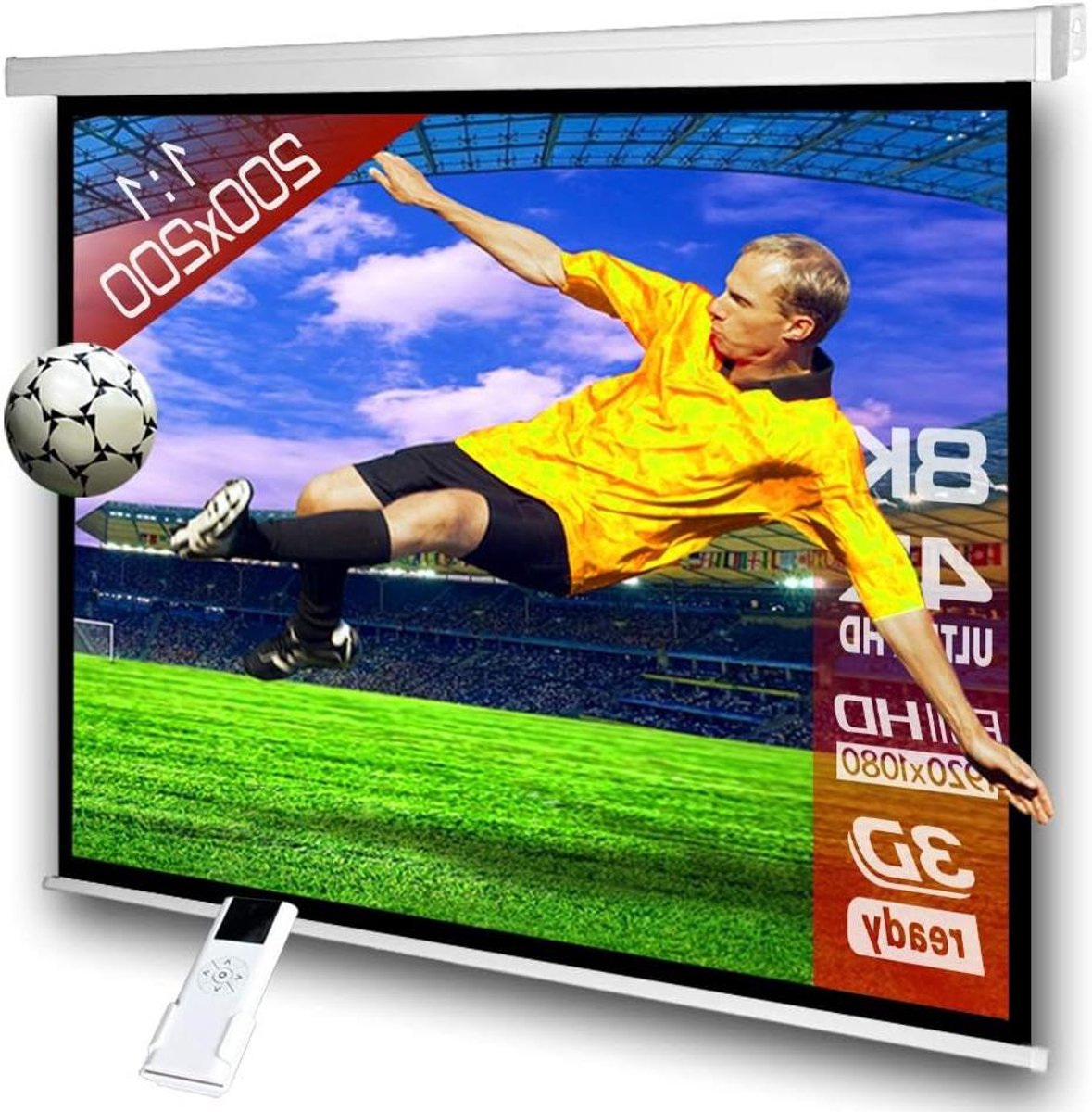 Projectiescherm Elektrisch - Motorisch Scherm - Thuisbioscoop Ervaring - 4K 8K HDR Compatibel - 200 x 200 cm - Wit