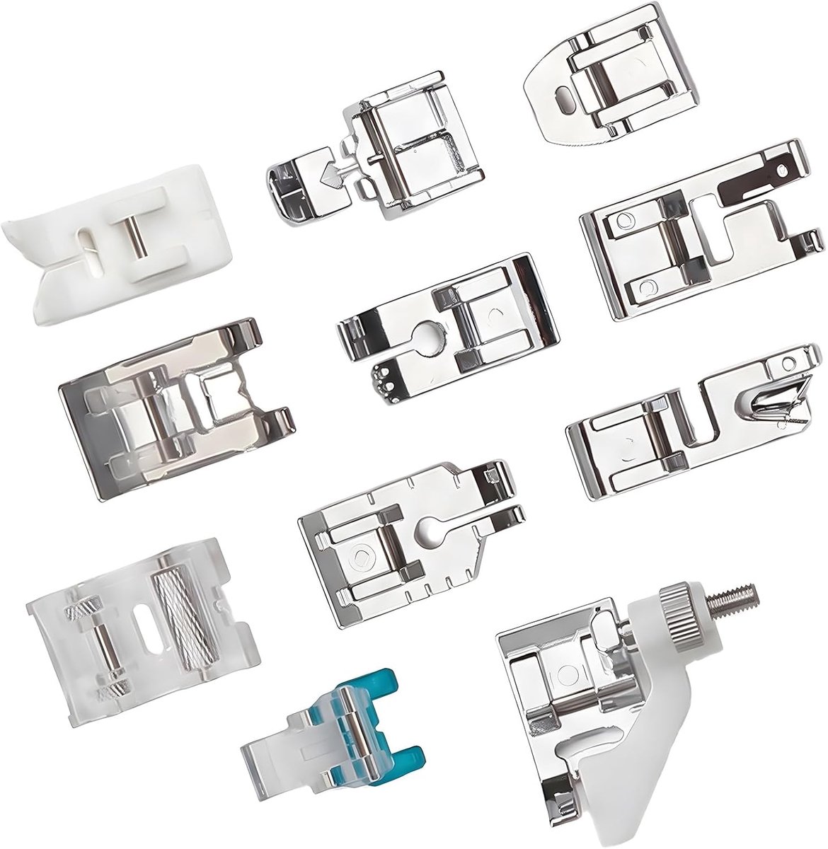 SnelShoppen - 11 stuks Naaimachine Accessoires - Naaivoeten - Compatibel met Huishoudelijke en Industriële Naaimachines - Zinklegering - Voor Diverse