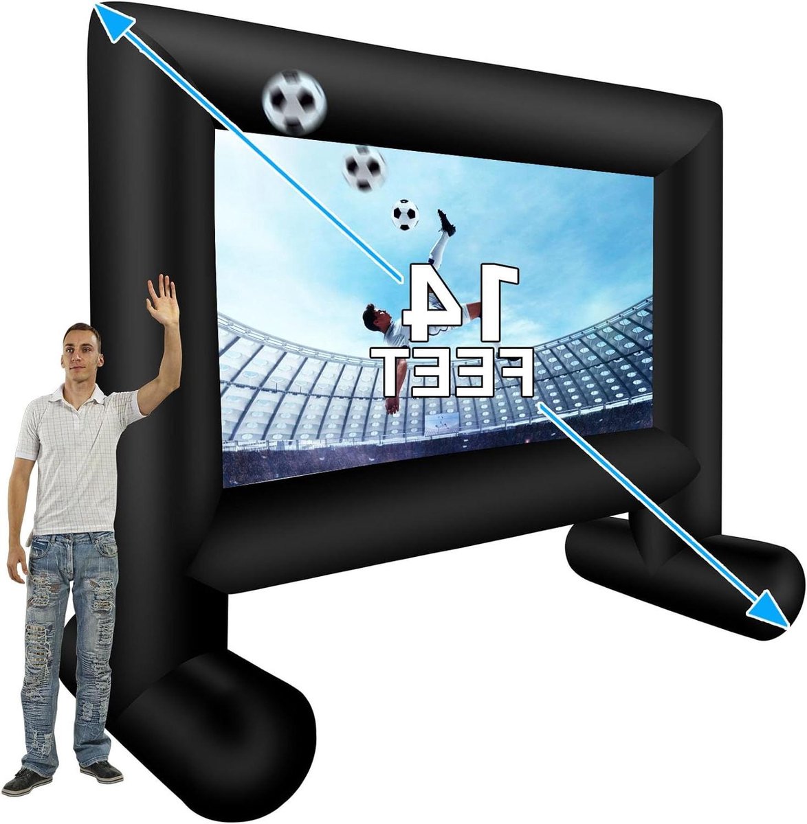 Opblaasbaar Projectiescherm - Buitenfilm Scherm - Buitenentertainment Genieten - Front en Achter Projectie - 4.3 Meter - Wit