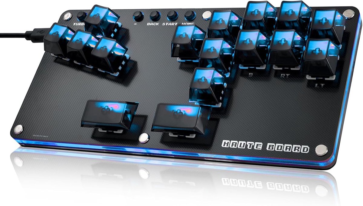 SnelShoppen - 16-Key Arcade Controller Gamerfinger met Turbo Functies, Mini Plus Arcade Stick voor PC, PS3, PS4, Switch - Hot Swap & SOCD Ondersteunin