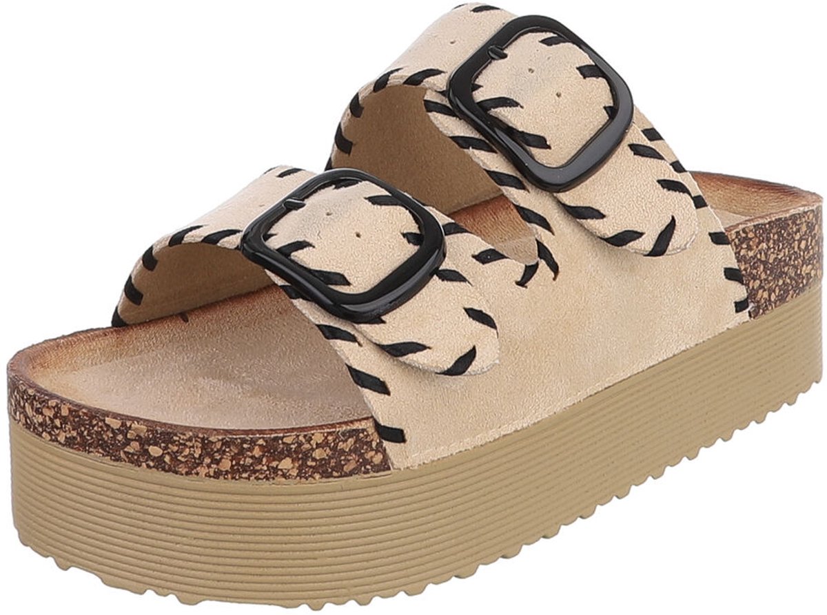 Plateau slippers - verstelbare gespen - dames Mt:39