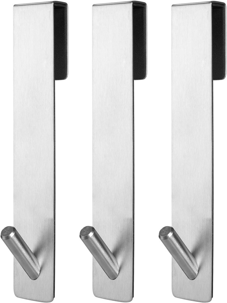 Douchedeur Haken - Badkamer Haken - Ruimte Besparen - Boren-Vrij Montage - 7 Inch - Zilver