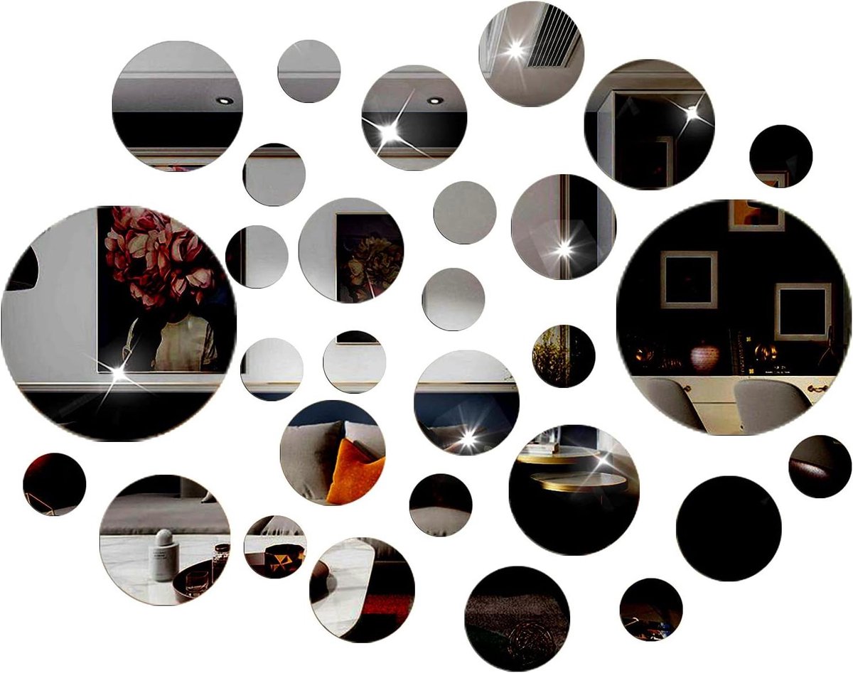 Acryl Spiegel Stickers - Muurdecoratie Set - Woonkamer Decoratie - Veilig en Duurzaam - 60