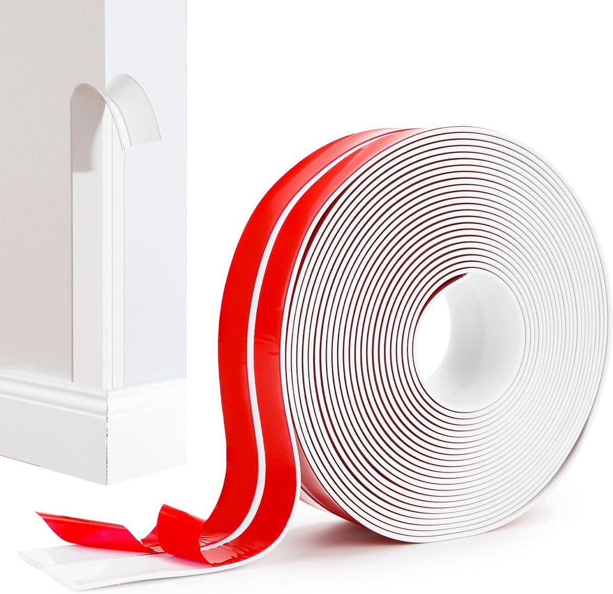 Flexibele Randbeschermer, 6.1 m x 4 cm, Voor Deuren, Hoekafwerkingen en Ramen, Eenvoudig Op Maat Te Snijden, Wit, Bescherming Tegen Stoten, Wandafwerking, Meubelbeschermer