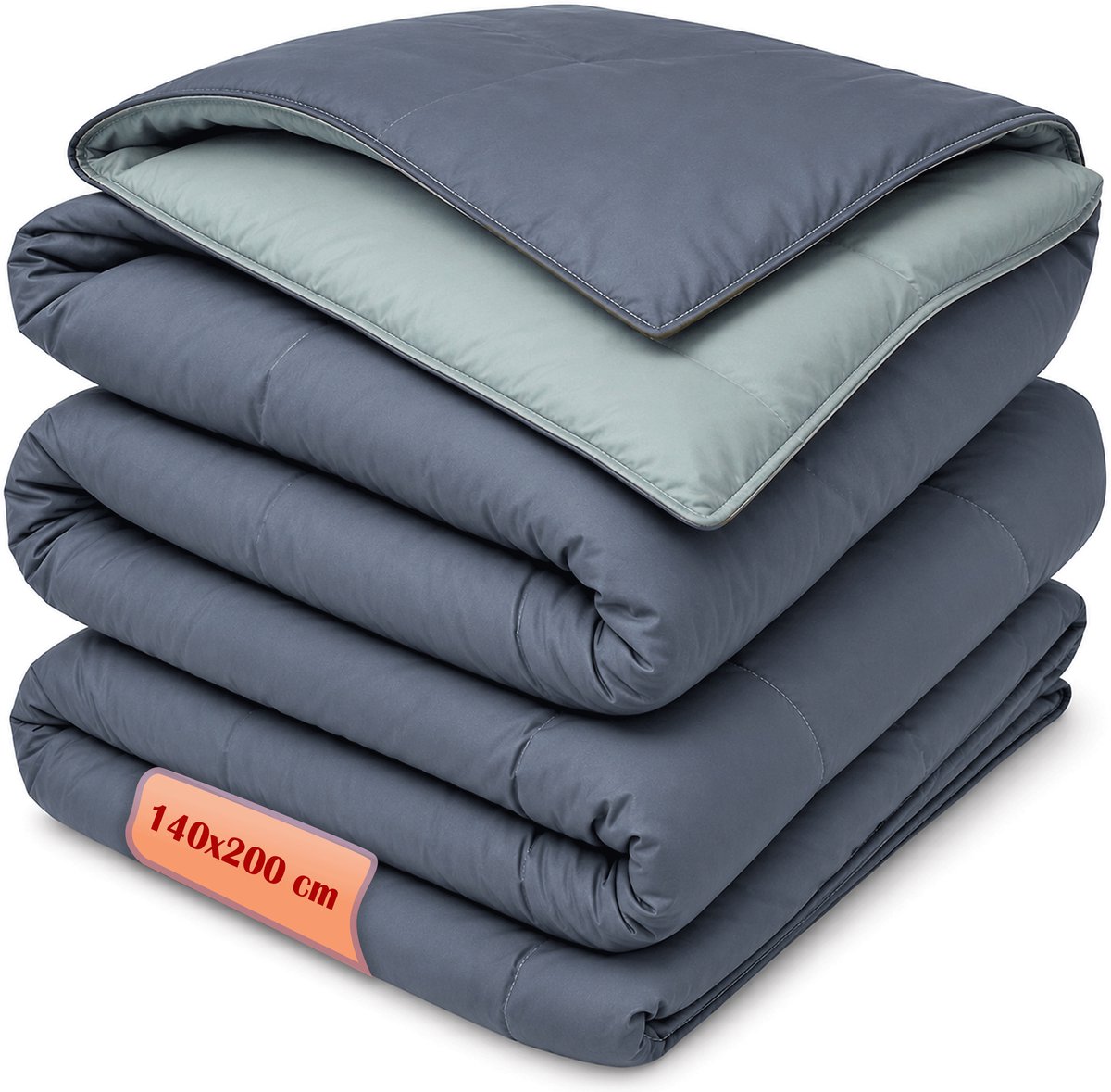 LitaLente 2-in-1 Dekbed Zonder Overtrek - 140x200 - Omkeerbaar Duo Kleur Onyx/Stone - Hypoallergeen - Wasbaar hoesloos dekbed - Bedrukt dekbed - All year zomerdekbed & winterdekbed
