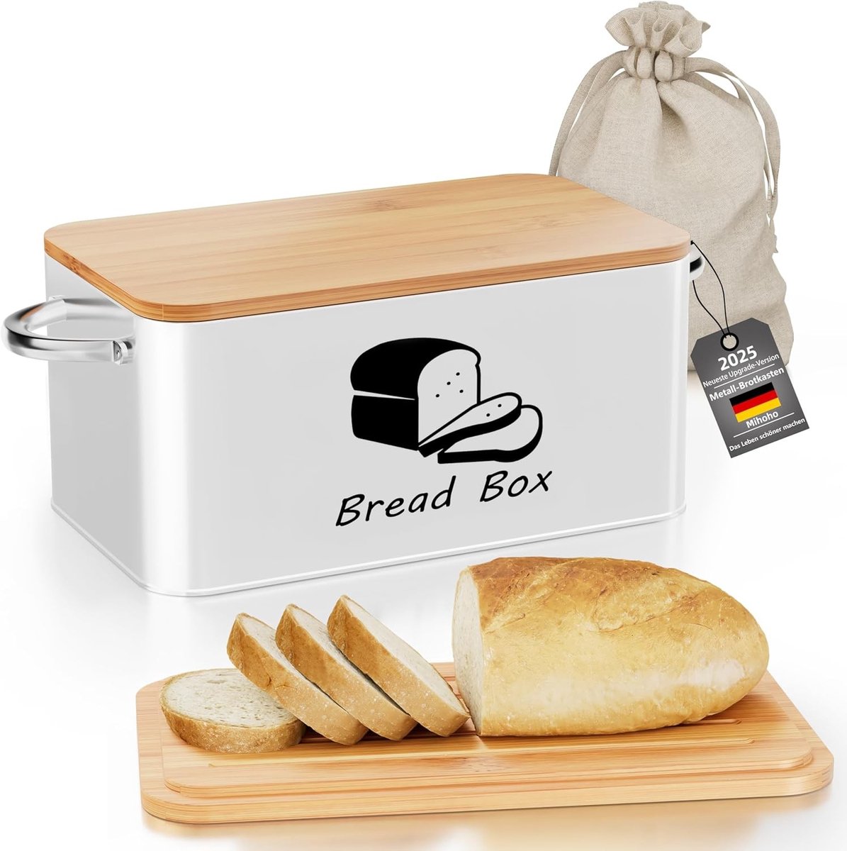 Broodtrommel - Metaal met Bamboe Snijplankdeksel - Grote Capaciteit - Robuuste Constructie - Voor Brood en Bakwaren