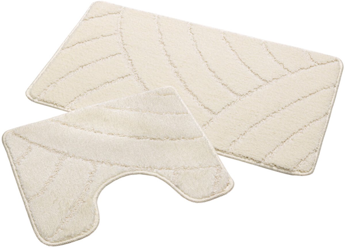 Badmat Set Nevada – Douchemat 60x100 cm & WC Mat 50x60 cm – Zachte Chenille Badkamermat – Antislip – Wasbaar – Oeko-Tex– Creme