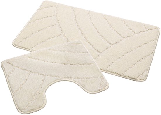 Badmat Set Nevada – Douchemat 60x100 cm & WC Mat 50x60 cm – Zachte Chenille Badkamermat – Antislip – Wasbaar – Oeko-Tex– Creme