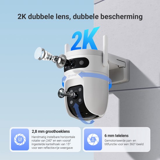 EZVIZ C9c 2K+2K Dual Lens Beveiligingscamera Buiten - Automatische Tracking - Persoons-/Voertuigdetectie - 40M Kleuren Nachtzicht - Tweeweg Audio - Dual-Band Wi-Fi 6 - Outdoor Camera Actieve Verdediging van EZVIZ — afbeelding 2
