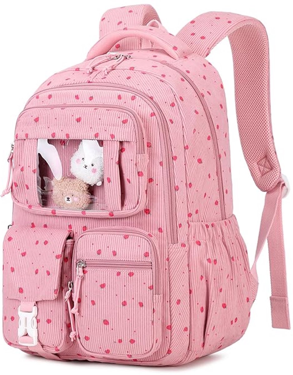 LISM-Rugzak voor meisjes, schooltas voor middelbare scholieren, schooltas voor basisschoolleerlingen (roze)