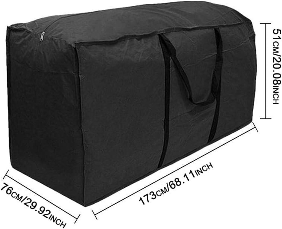 Opbergtas voor Kussens - Zwarte Polyester - Waterdicht en UV-beschermend - Met Draaggrepen - Voor Tuinkussens en Beddengoed