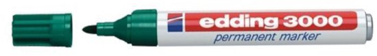 Groene Edding 3000 permanente marker met dop ernaast.