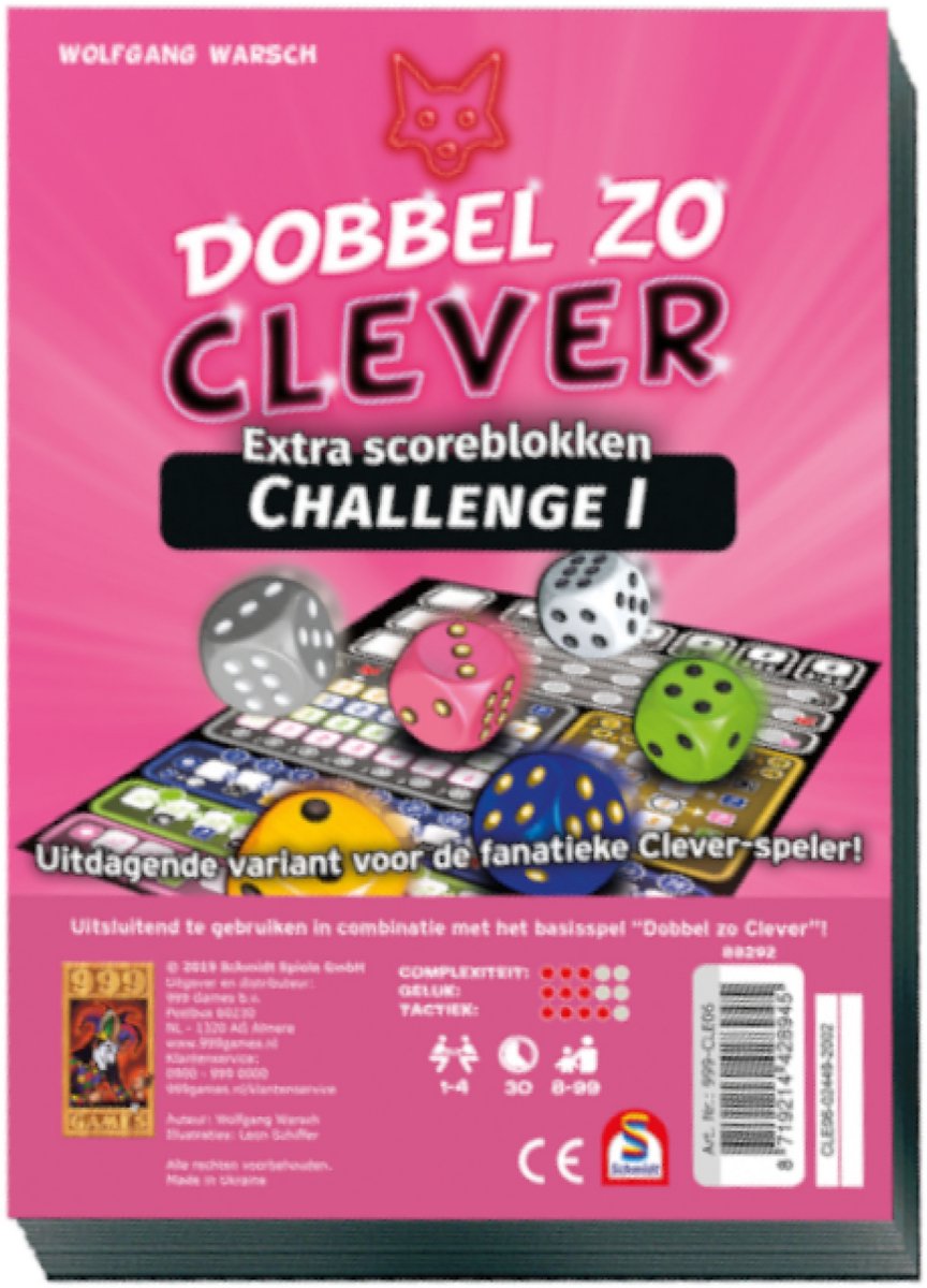 999 Games - Scoreblokken - Dobbel zo Clever Challenge - Dobbelspel — afbeelding 3
