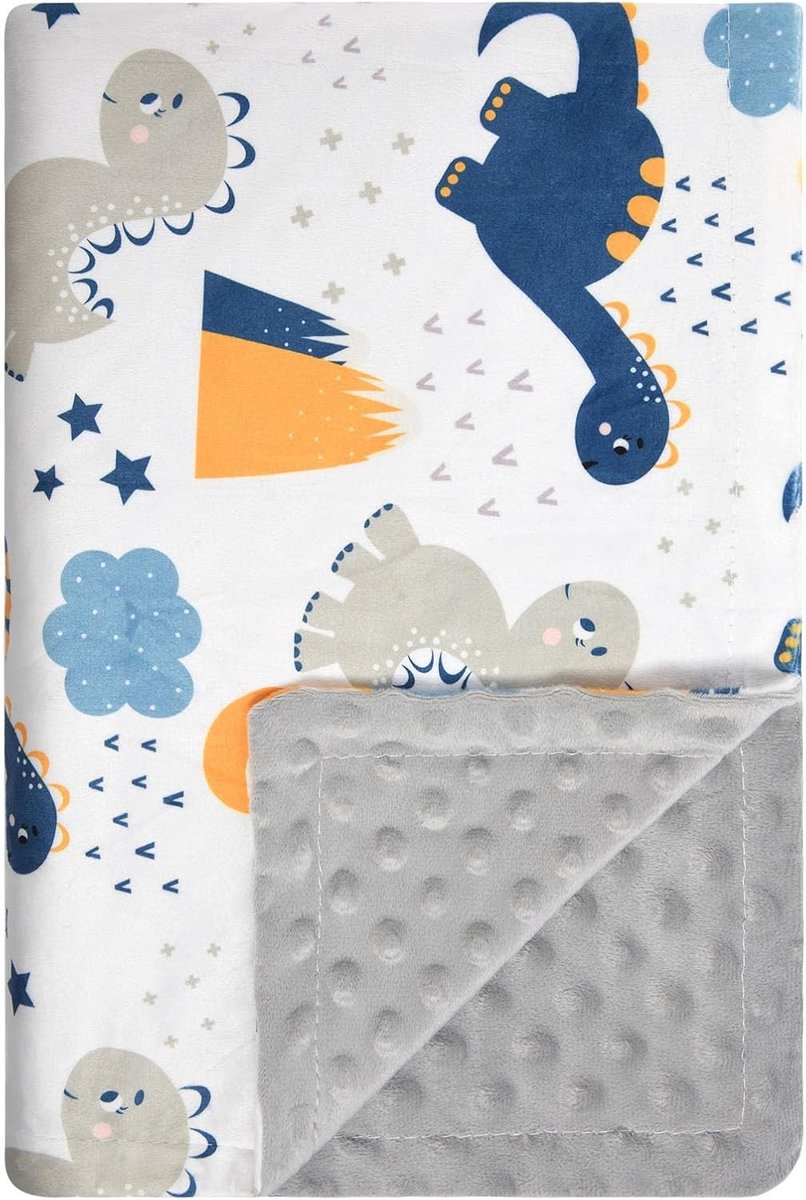 Zachte Kinderen Dekentje 100 x 75 cm met Dotted Achterkant, Perfect voor Pasgeborenen, Geschikt voor Wieg, Kinderwagen en Autostoel