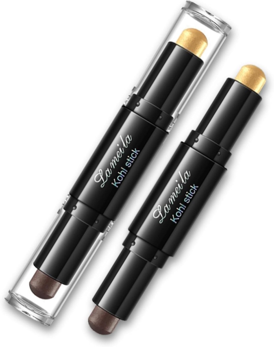 Dubbelzijdige oogschaduwstift met romige textuur, waterbestendig en sterk gepigmenteerd voor veelzijdige make-uplooks