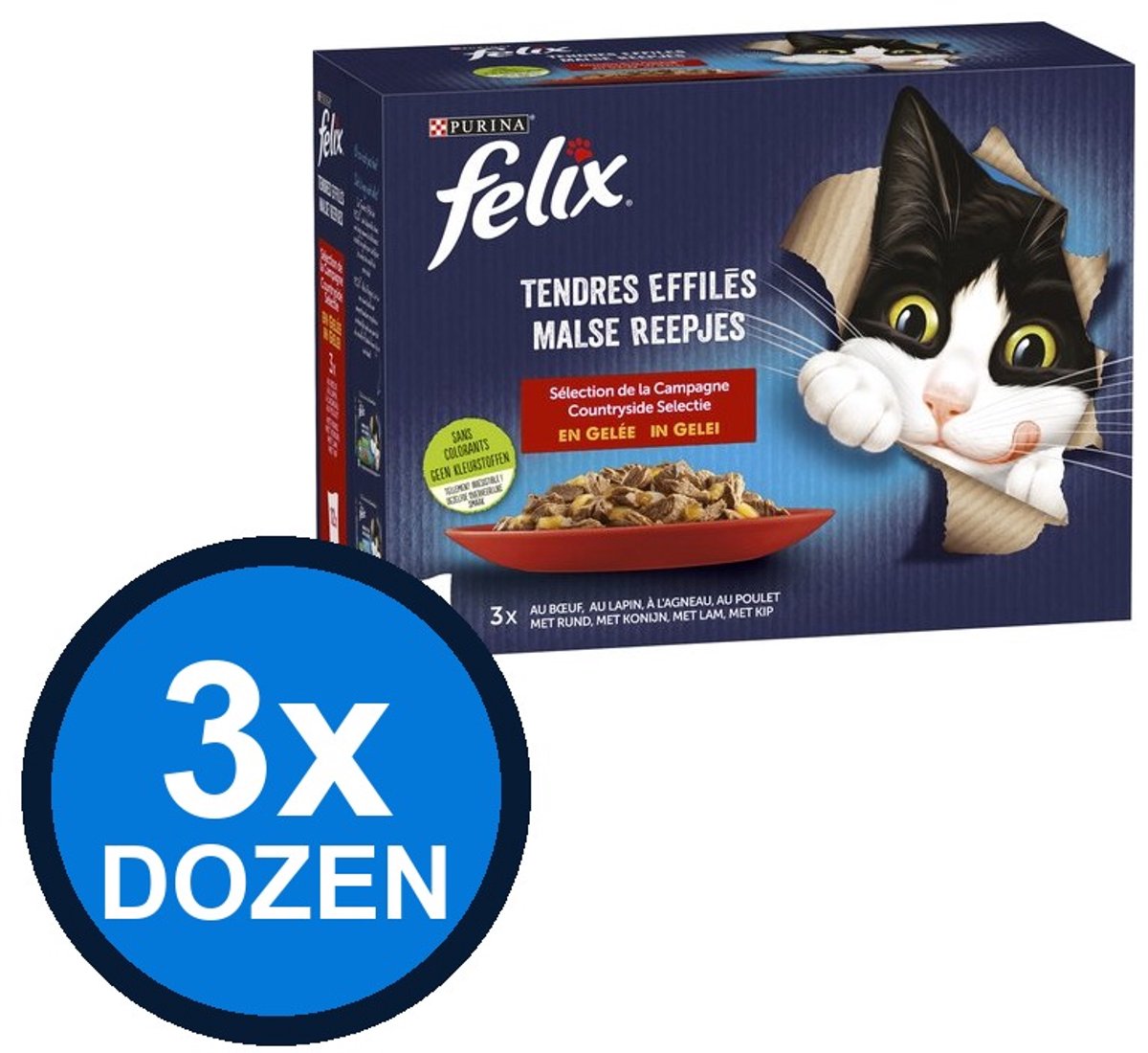 Felix Felix - Elke Dag Feest In Gelei Countryside Selectie Multipack - Kattenvoer Natvoer - 1.02 kg