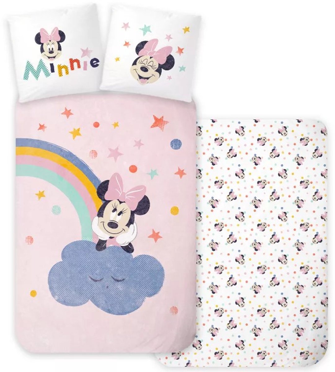 Minnie Mouse Rainbow Dekbedovertrek 100 x 135 cm - Katoen - 40 x 60 cm