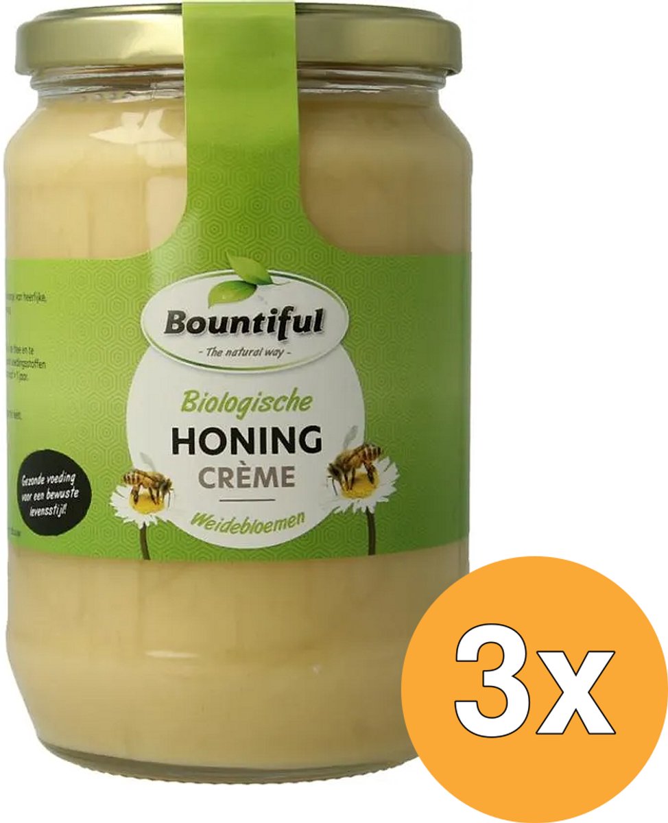 3x Bountiful Honing Weidebloemen Creme Bio (900 gr)