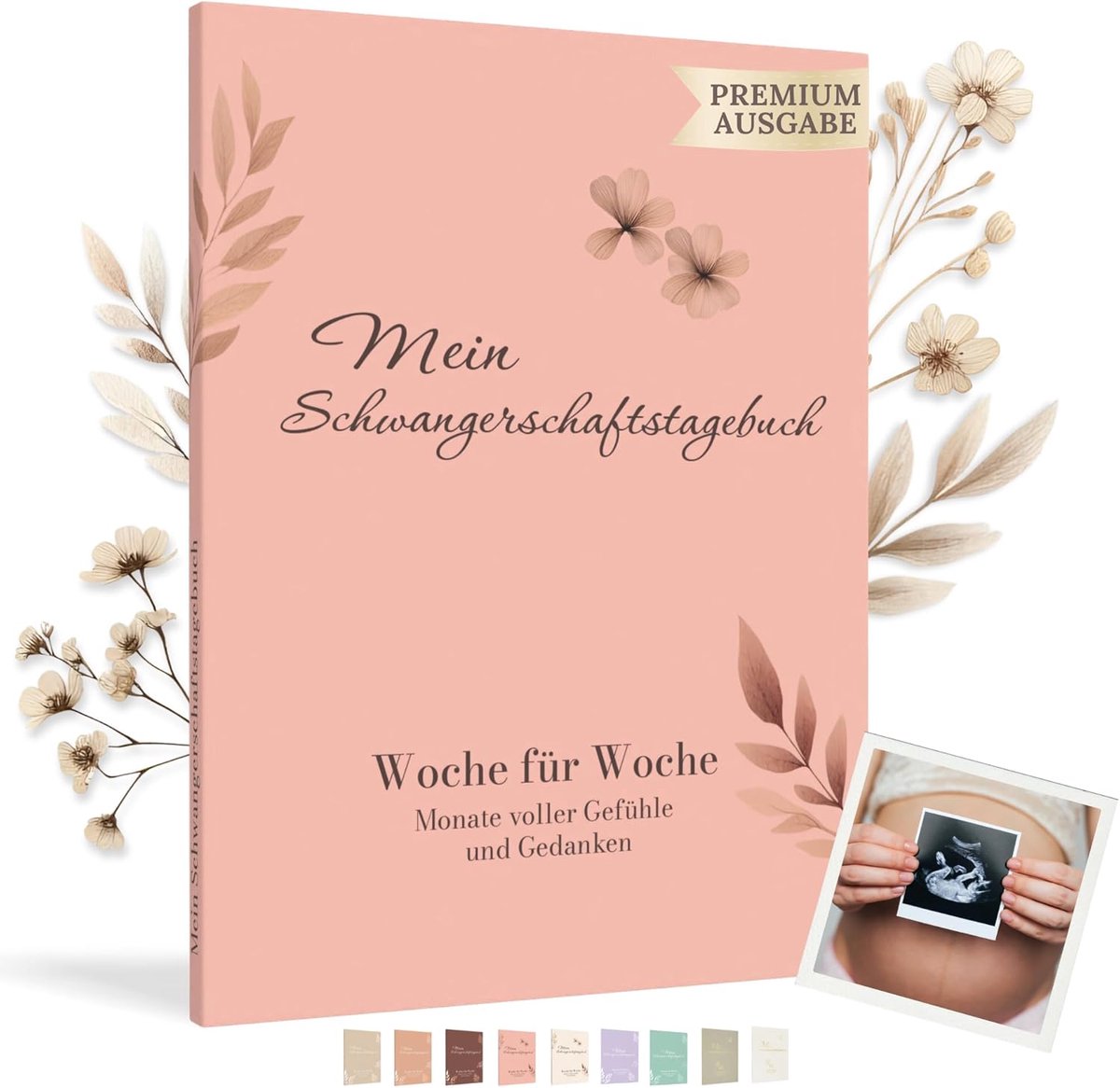 SnelShoppen - Zwangerschapsdagboek voor Moeder - Vastleggen van Elke Moment - Ruimte voor Foto's en Ultrasound - Organisatie voor Mama - Roze - Duits