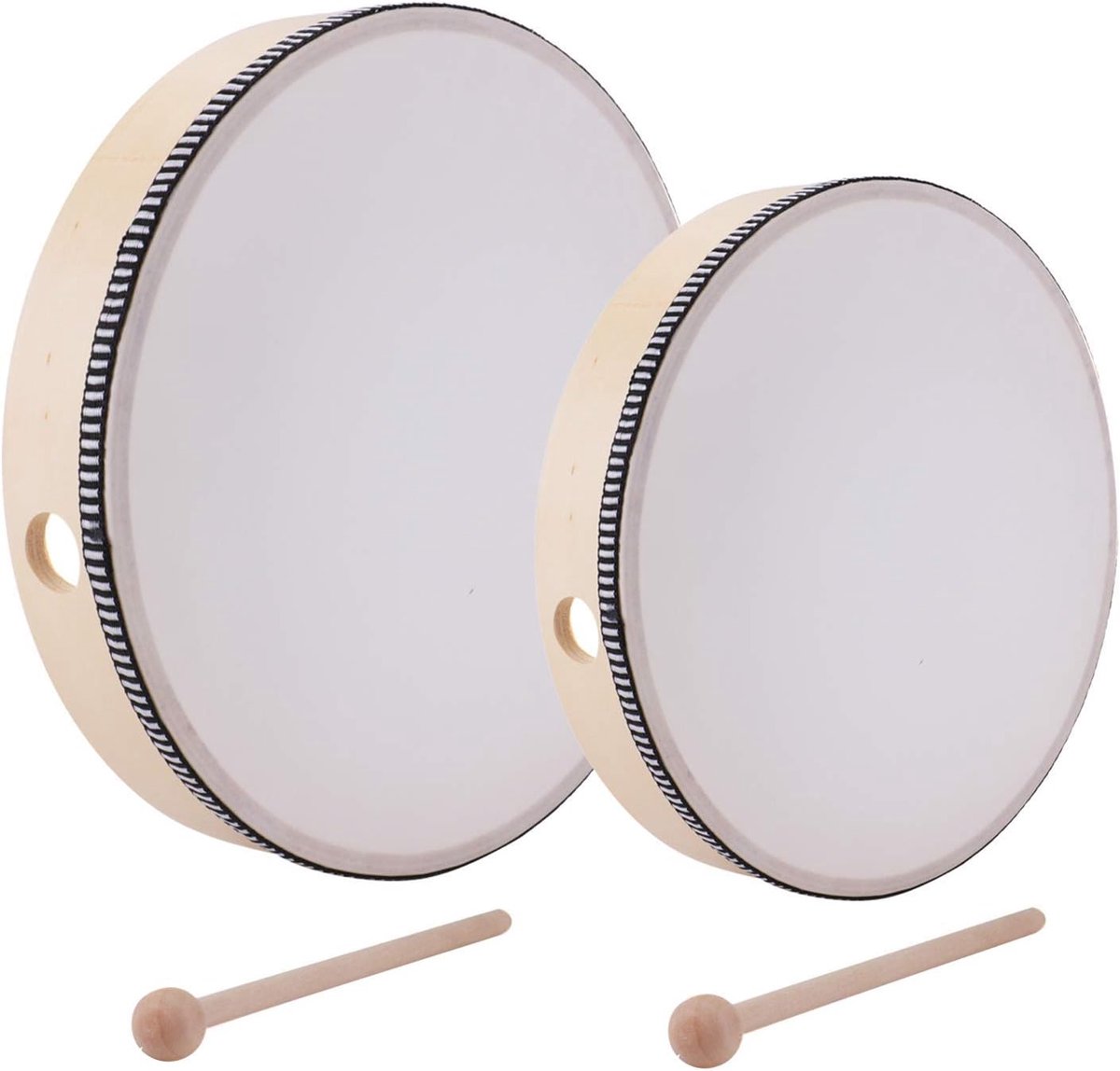 2-delige handtrommel, percussie, muziekinstrument, pedagogisch speelgoed voor kinderen, feest, 25,5 cm en 20,3 cm