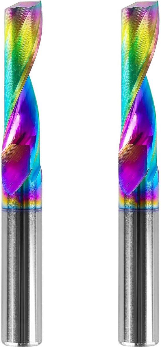 2 stuks aluminium frees, 6 mm schacht, insnijder, frees, VHM-frees, schachtfrees, frees, aluminium, 22 mm snijlengte met DLC-coating, CNC-frees, hout voor aluminium, acryl, messing