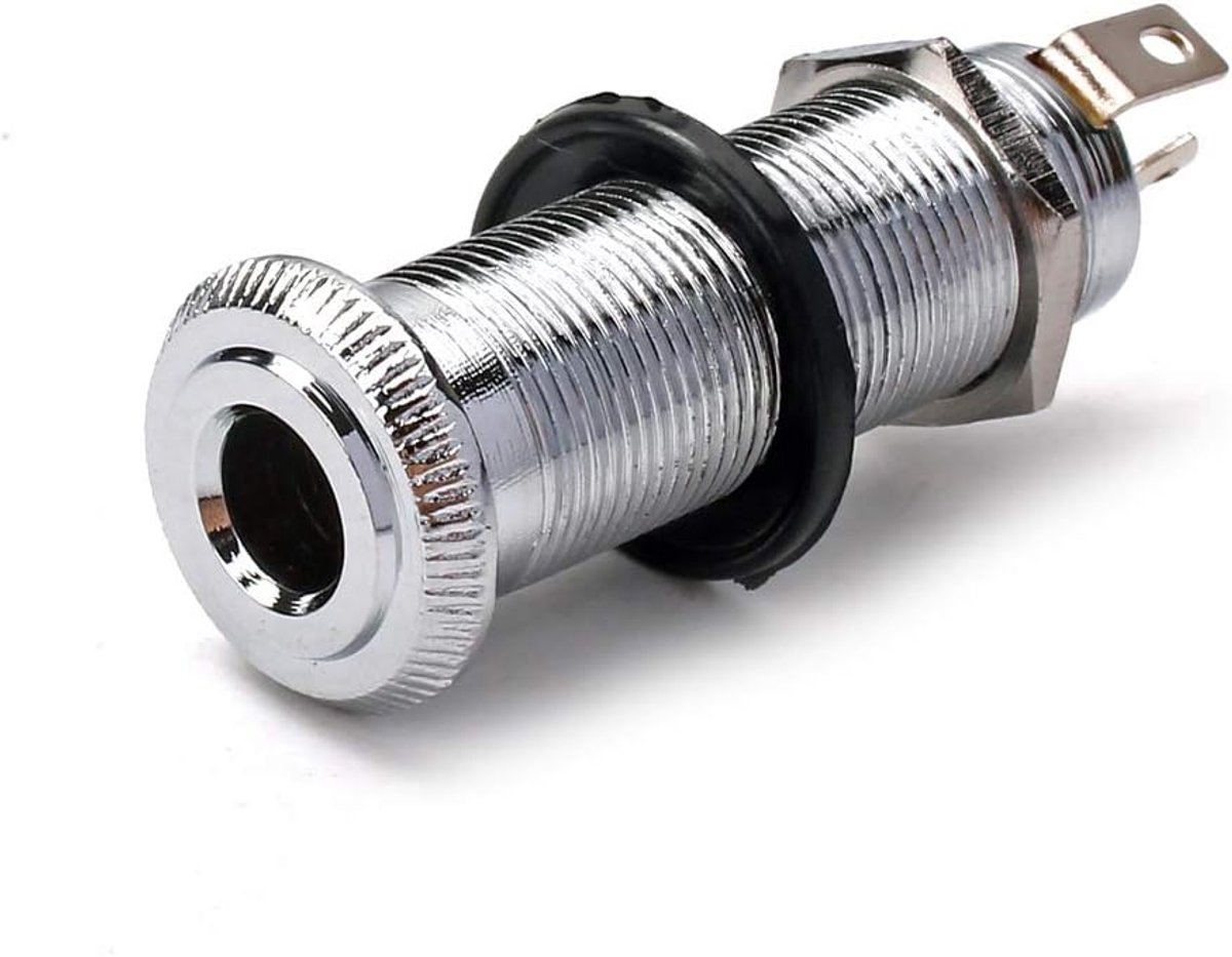 Cilinderklem Eindpen Mono Paneel Uitgang Jack Socket Voor Elektrische Gitaar Bas 6,35 mm, Chroom