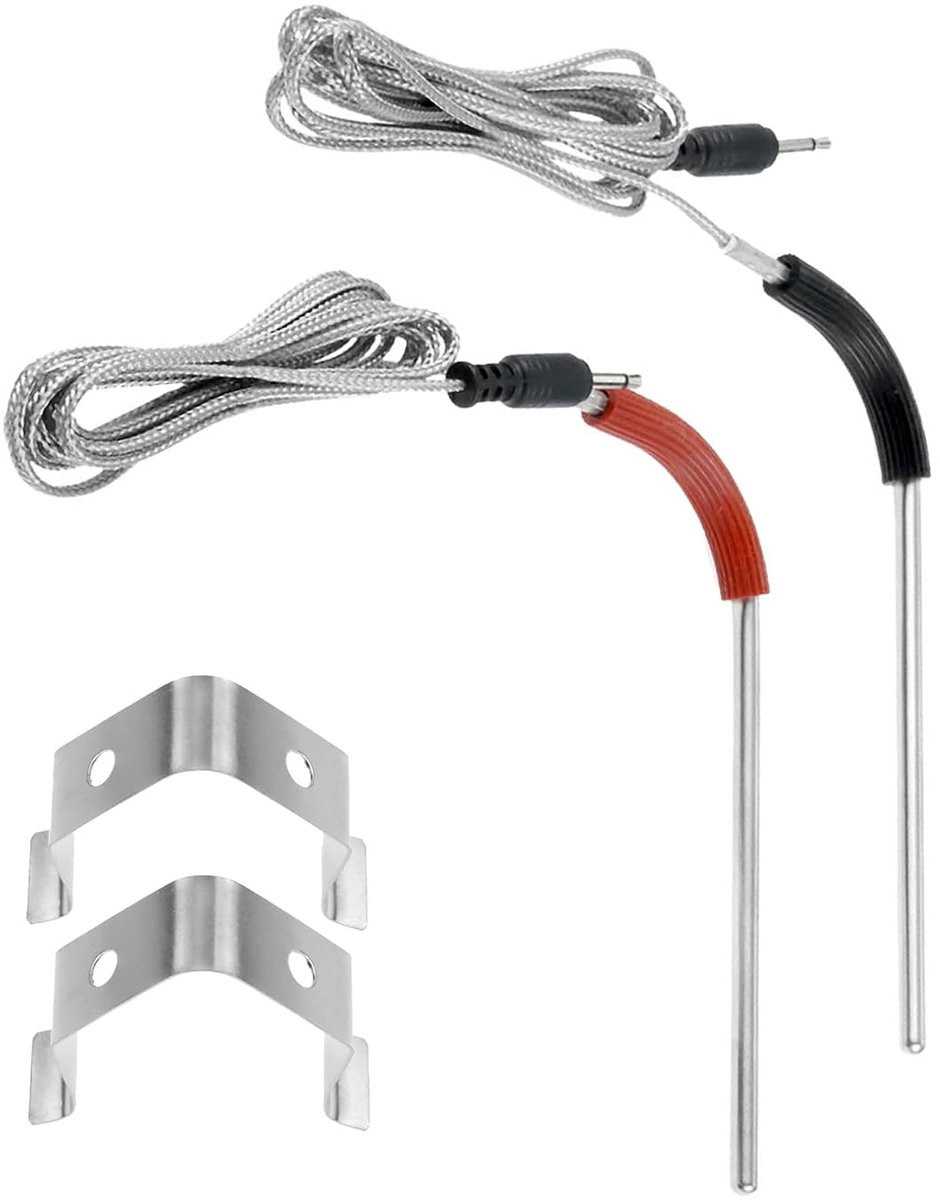 2 stuks grill-reservesonde compatibel met Weber Igrill 2 Igrill Mini Igrill 3 thermometer vleesgrillsonde reserveset grillsensor reservesensor temperatuurbereik -50 °C tot 380 °C (zwart +