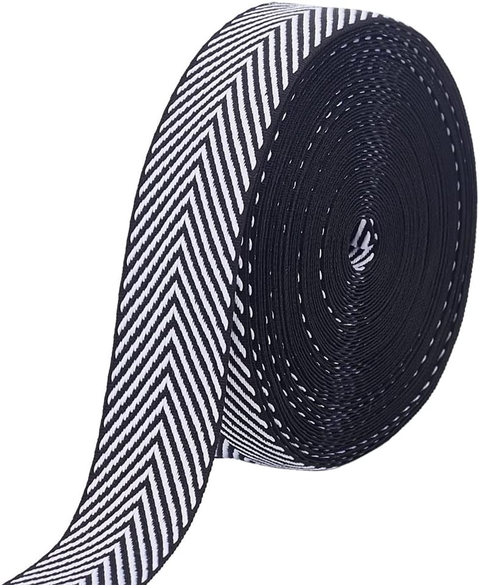 9.6 Yard Craft Gestreept Lint 1 "Breed Polyester Lint Zwart Wit Gestreept Katoen Singelband Twill Tape Lint Visgraat Lint voor Rugzakken Handtas Kledingstuk Riem Hoeden Home Decor