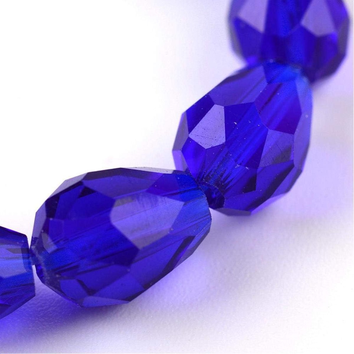 Tsjechische kristallen glasparels sieradenkralen kristalslijpkralen glasgeslepen kralen 8mm x 6mm gefacetteerd druppelvorm 15 stuks (Royal Blauw)