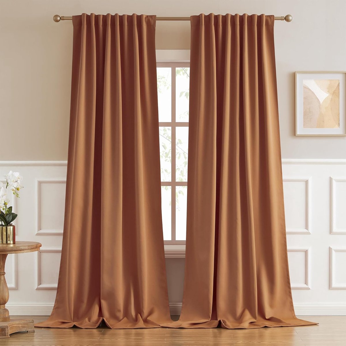 Extra lange verduisterende kamer gordijnen, 335 cm, 2 panelen, Set Back, Tab Pocket, thermisch geïsoleerd energie-efficiëntt, patio, schuifdeur, gordijnen voor Woonkamer 132 cm bij 335 cm,