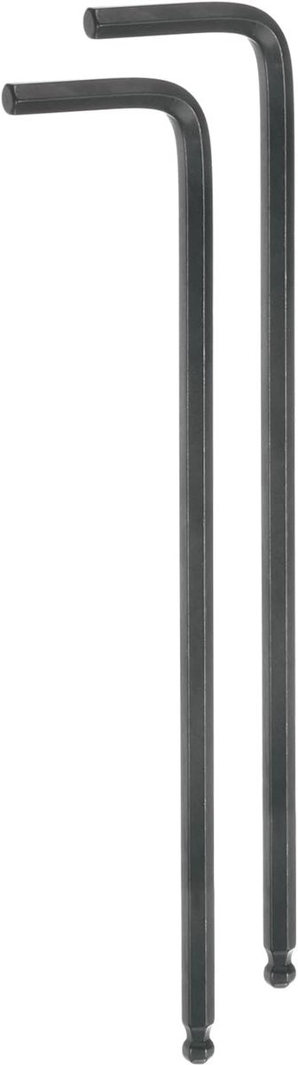 Zeskantsleutel, kogelkop, 4 mm, metrische inbussleutel, extra lange arm, L-vorm, reparatiegereedschap van chroom-vanadium-staal, voor reparaties thuis, 2 stuks, zwart