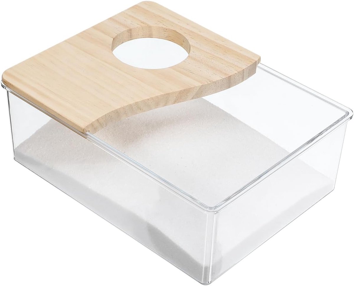 zandbad box 20 x 15 x 8 cm transparant hamsterbad met gladde randen voor kleine huisdieren zoals hamsters, racemuis, cavia's, chinchilla, zandbad en badplaats