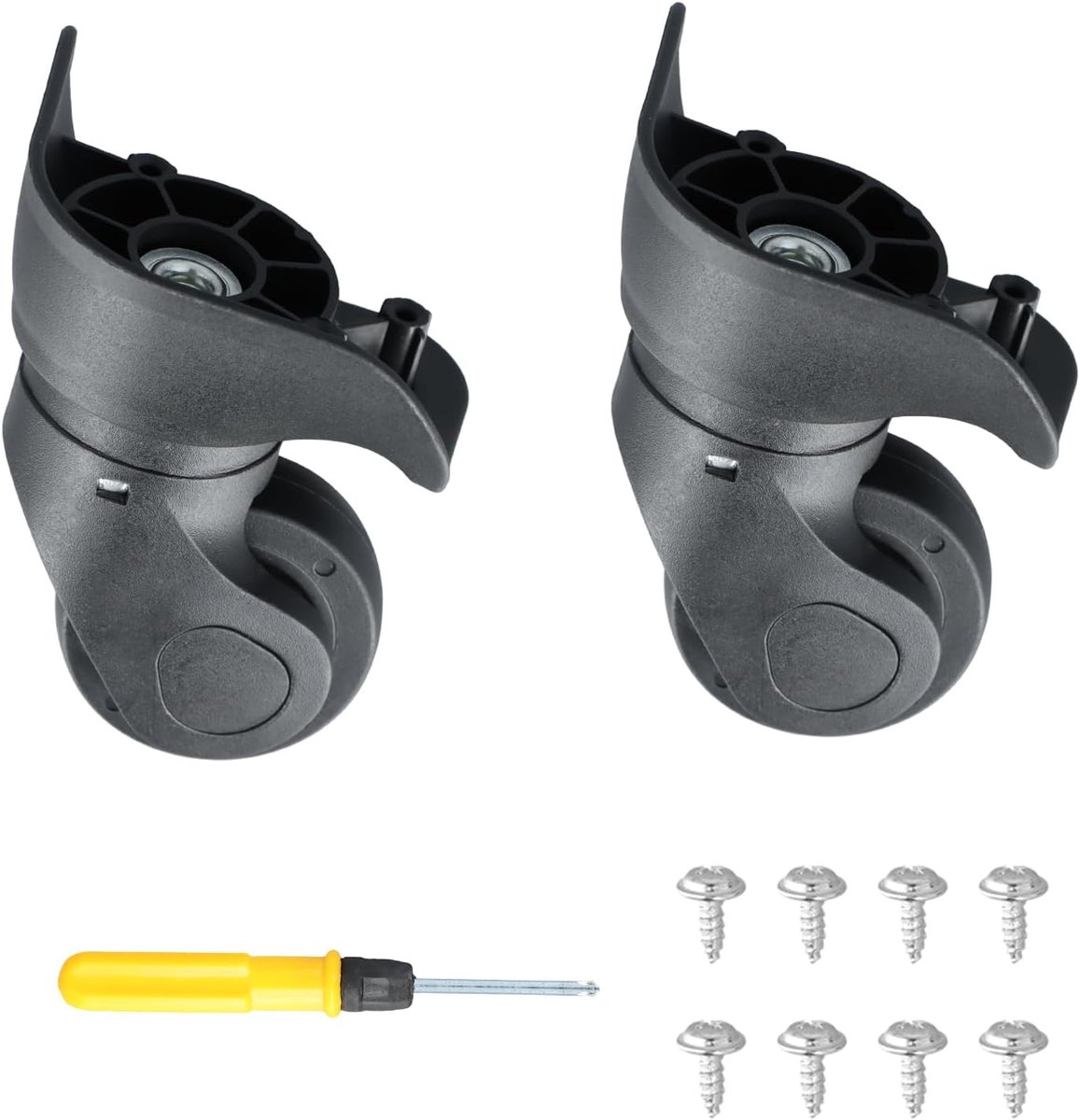 1 Paar Rolkoffer Vervanging, Slijtvaste Mute Koffer, Solide Robuust Wiel Universele Koffer 47 mm met Reserveonderdelengereedschap, Zwart, Zwart, 24 x 15 x 22 cm, Modern