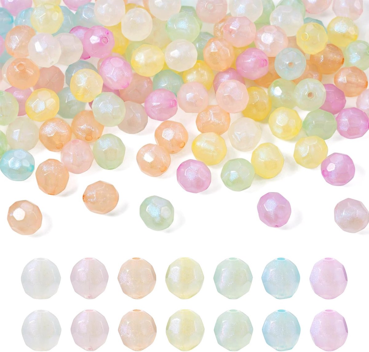 Kralen, doorschijnende ronde geslepen kralen, kleurrijke dikke snoepgoedkralen voor DIY ketting, armband, sieraden maken