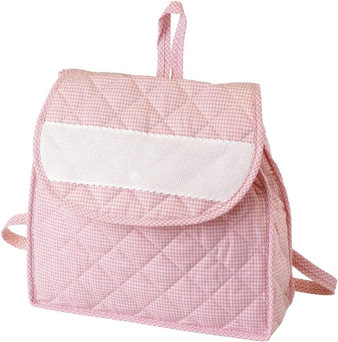 - AMAS1008 - kleuterschoolrugzak, gewatteerd, met Aida-inzetstuk voor borduren, kleur roze, 27 x 28 x 5 cm