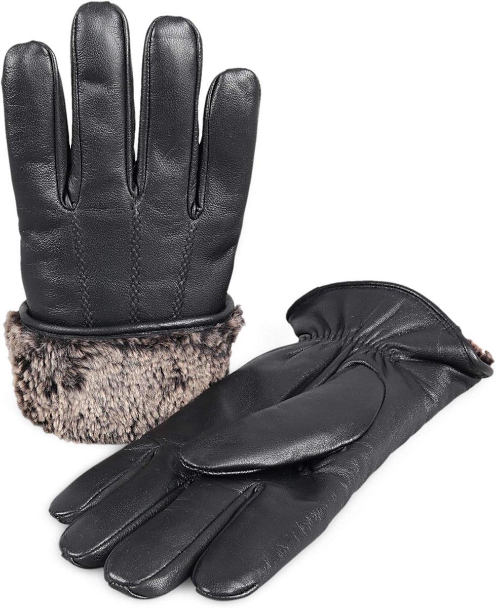 Premium Shearling schapenvacht bont gevoerde lederen handschoenen