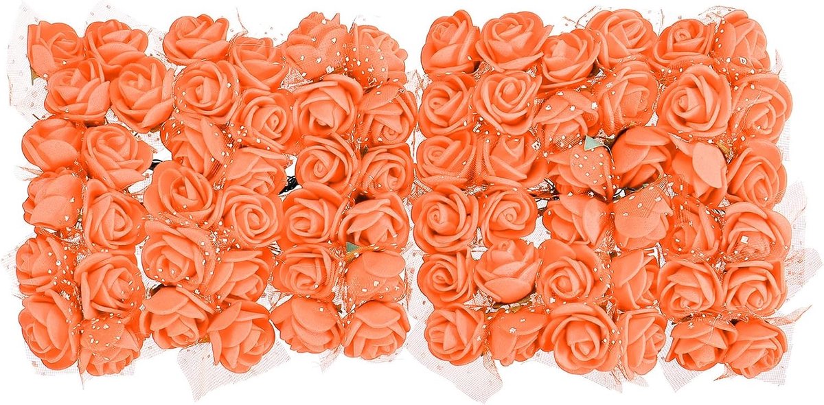 sourcing map Kunstroos, bloemen, oranje, mini kunstbloemen, 2,5 - 2,5 cm, voor knutselen, bruiloft en feest, decoratie, verpakking van 432