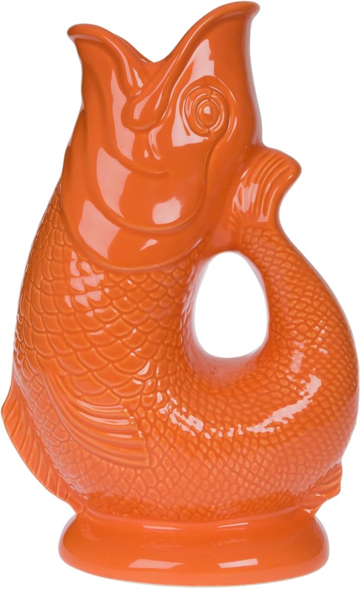 Oranje Glug Jug Groot 28cm 1,4L – Vis Waterkruik, Decoratieve Vis Vaas, Ornament, Karaf
