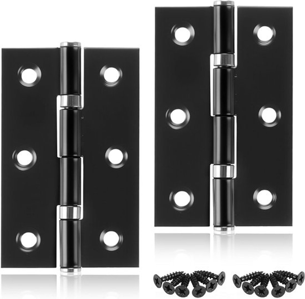 Zwarte Scharnieren 75 x 46.8 x 1.2 mm voor Houten Deuren, Vouwbare Deurscharnieren met 24 RVS Schroeven, Ball Bearings en Buitengebruik