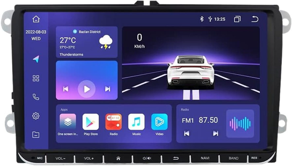 13 Auto Radio 9 Inch Touchscreen 8-Core Voor VW Golf 5/6 T5 Touran Polo Sharan Passat Tiguan SEAT WiFi CarPlay/Android Auto Bluetooth DAB+ OBD2 RDS OPS SWC DSP (4GB+32GB)
