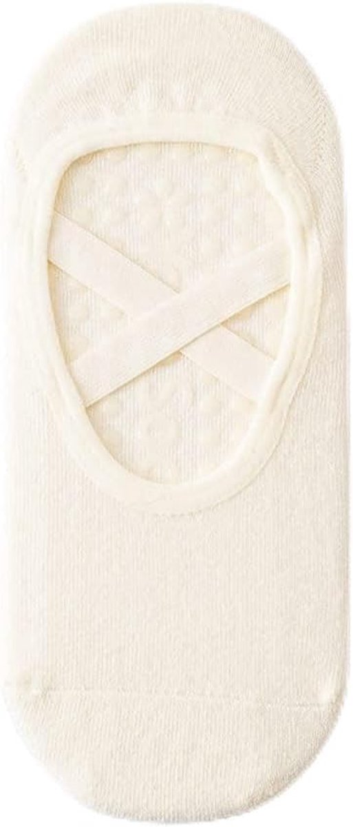 Sokken voor dames, antislip sportsokken met kruisriem, geschikt voor yoga, dans, fitness, vechtsport, gymnastiek, ballet, trampoline, één maat past iedereen, zwart, One size