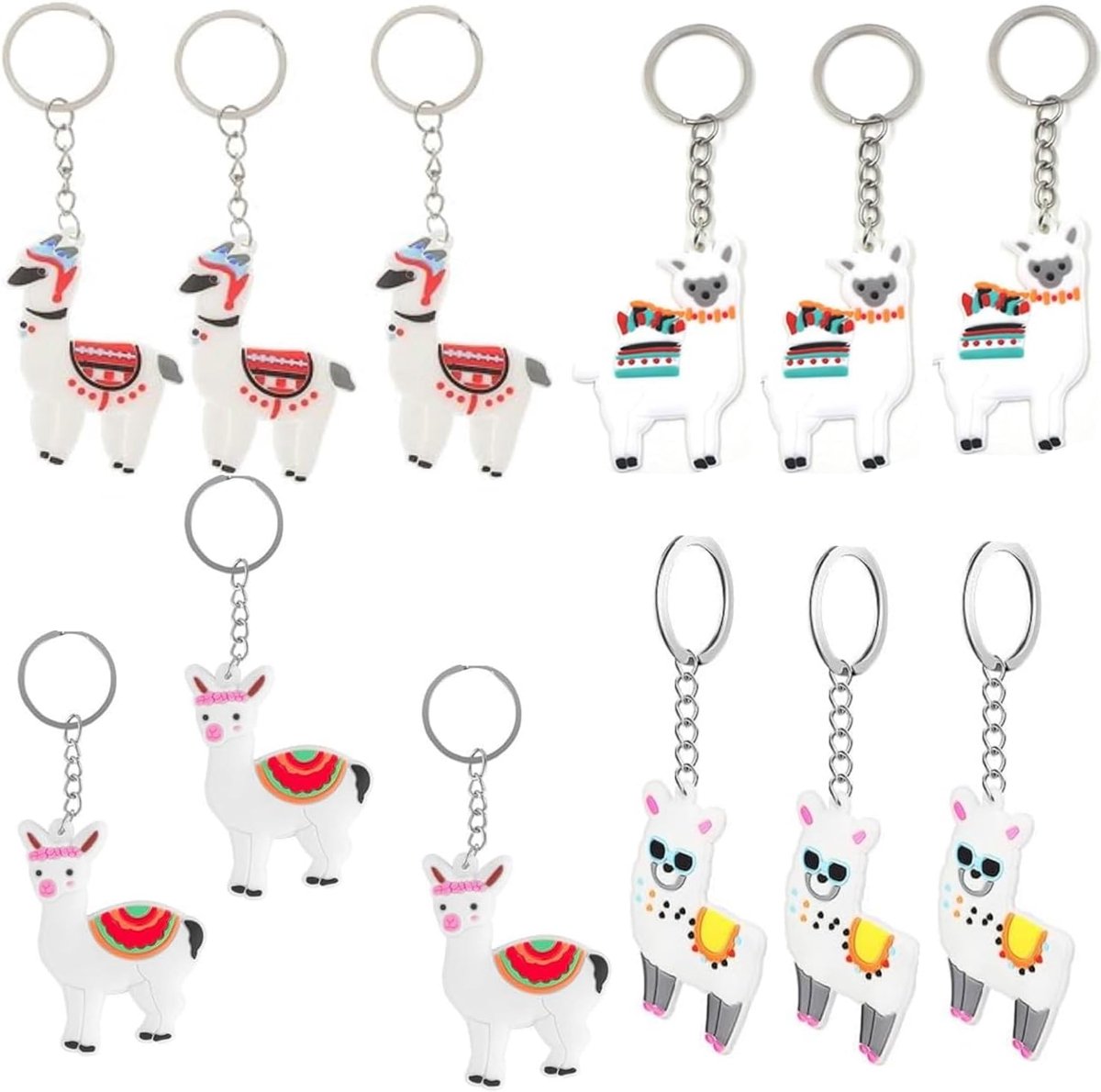 12 stuks sleutelhangers van alpaca, souvenir alpaca, sleutelhanger mode lama, alpaca decoratie portemonnee bedels, schattige geschenken alpaca