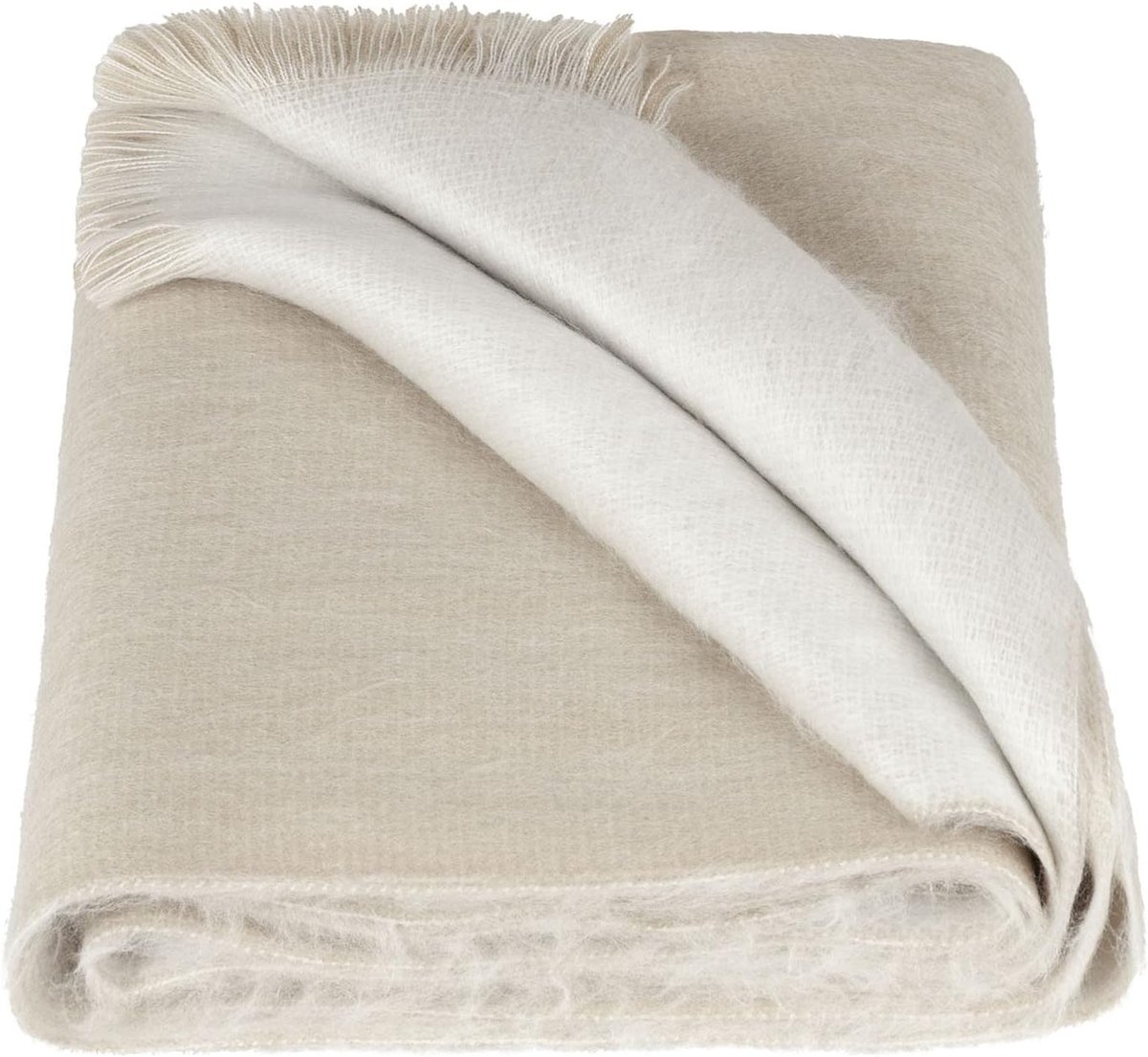 Wool Slim Double Scarf Beige/White