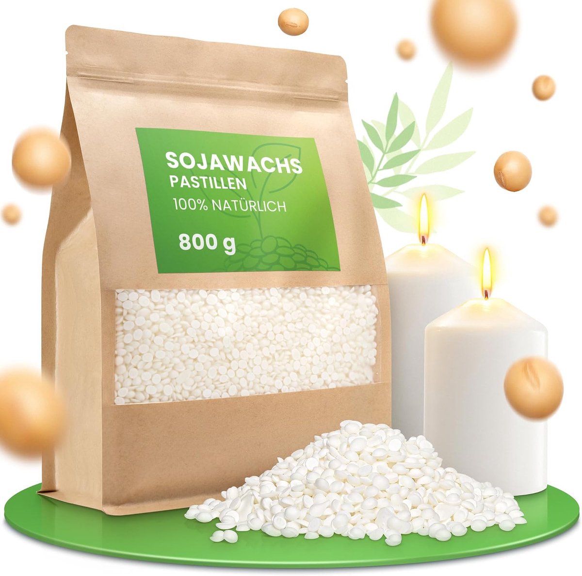 molinoRC 3 kg sojawas voor kaarsen - 100% plantaardig - pure premium sojawas om te gieten - soy wax voor het maken van kaarsen