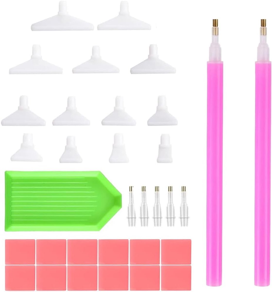 33 stuks diamantschilderstiften, gereedschapsset, 2 diamantkunststiften, hars, diamantkunststiften met kleipunten, 5D-boorpen, edelsteen, plukker, handwerk, accessoires voor doe-het-zelf nail art,