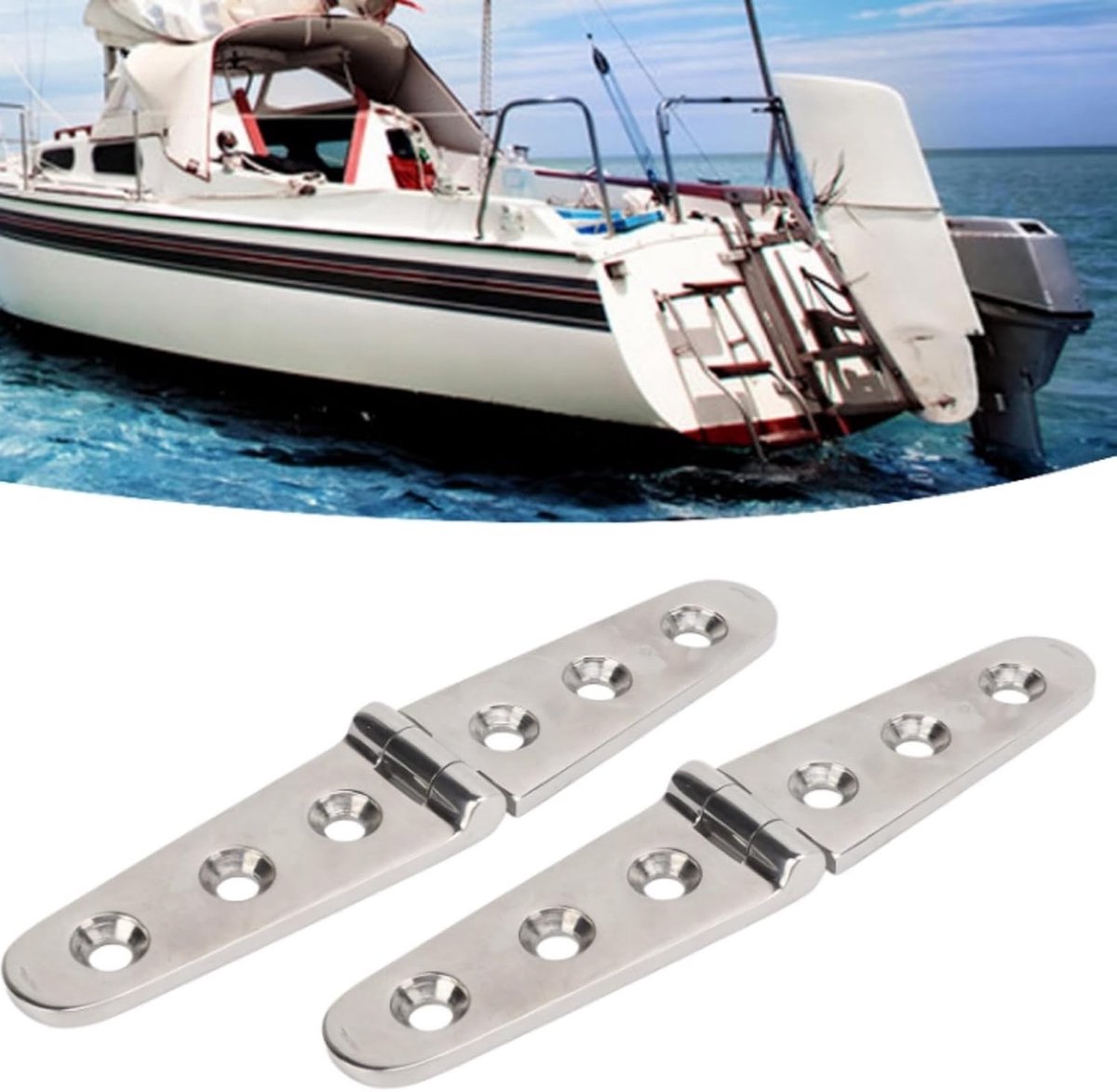Heavy Duty Riemscharnier met Gaten, Marine Riemscharnier 316 Roestvrij Staal Marine Boat Home Hardware Heavy Duty Riemscharnieren Bootriemscharnier voor Deur Gate Shed Barn(3 gaten)
