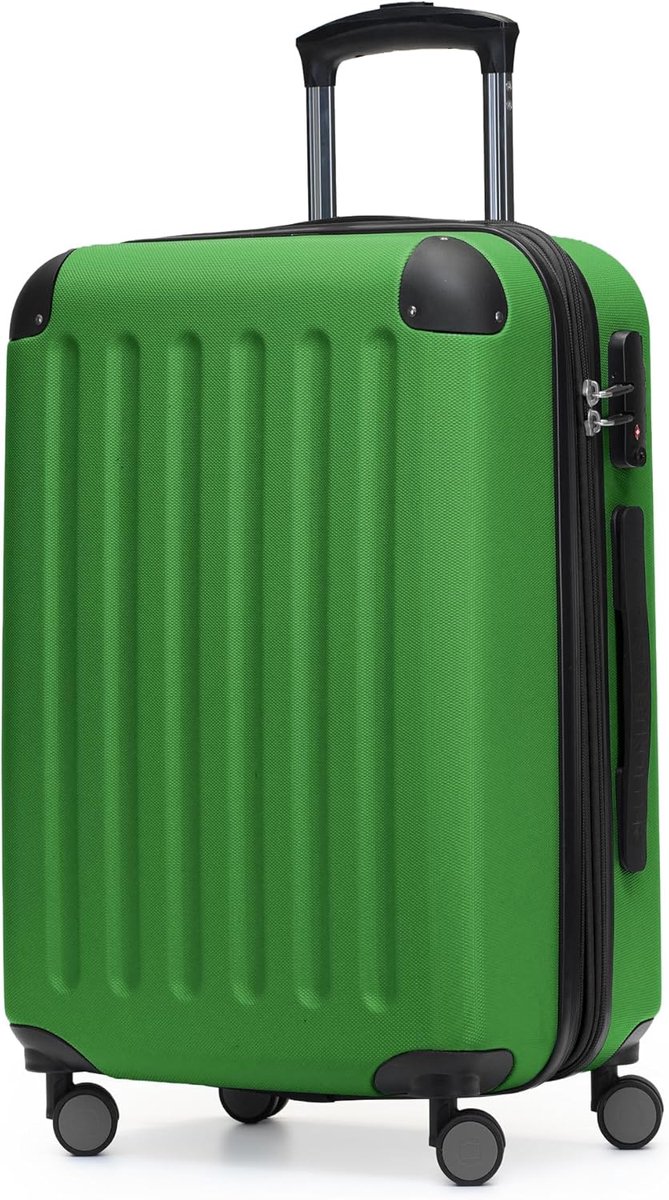 - Spree - 4 dubbele wielen handbagage hardshell uitbreidbare koffer 55 cm trolley, 42 liter, Groente