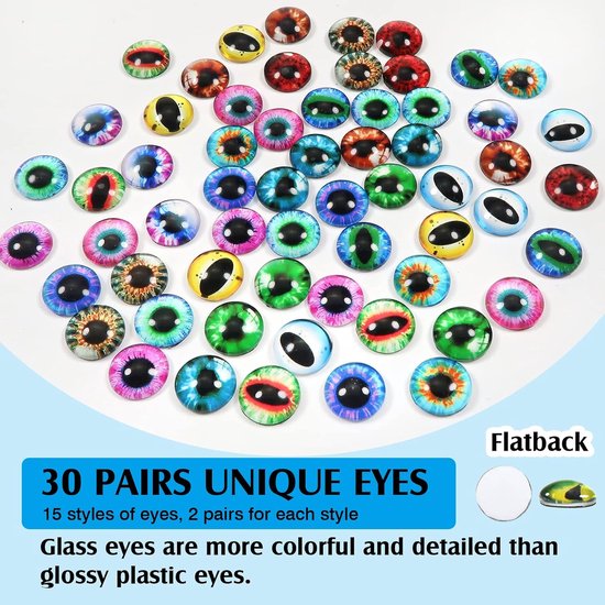 Ogen 12 mm Rond Glas Drakenogen Multicolour Cabochon Veiligheidsogen Dinosaurus Draak voor Dieren Poppen Maken - Ogen cabochons van glas, voor speelgoed accessoires pluche dier gehaakte dieren, pop marionet teddyogen — afbeelding 2