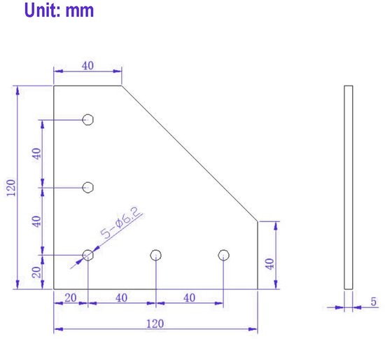 4040 Hoekbeugel Plaat L Vorm 5 Gat 90 Graden Buiten Verbindingsplaat met M6x16mm Schroeven en T-Moeren voor 40 x 40mm Serie Aluminium Extrusieprofiel, 8pcs/Pack (Zwart-4040 L Vorm) — afbeelding 2