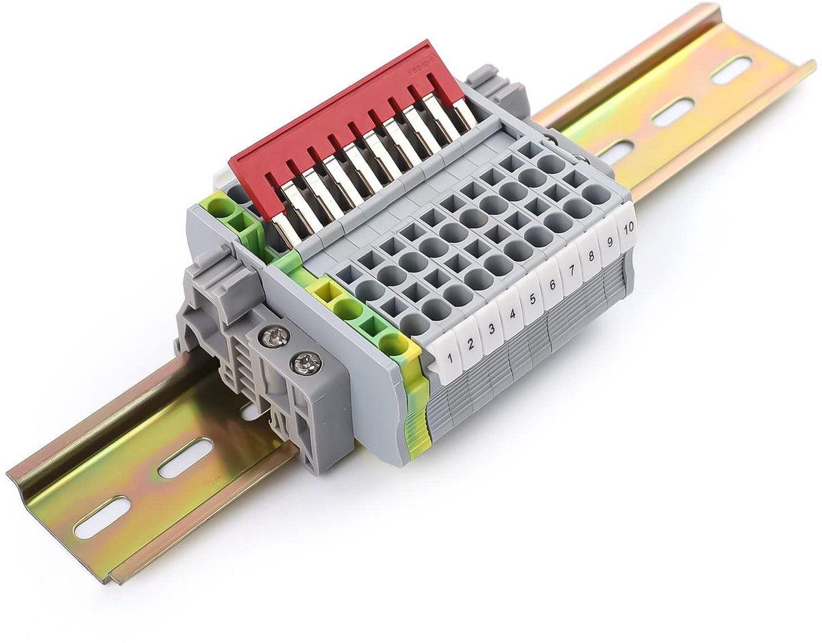 klemmen DIN-rail één zuiver en twee uitloop, SRJQXH DIN railaansluitblok voor insteekbare snelle bedrading, met klem ST2.5TWIN, klemlijst, houder, markeringsstrips ZB5, 20 cm rail